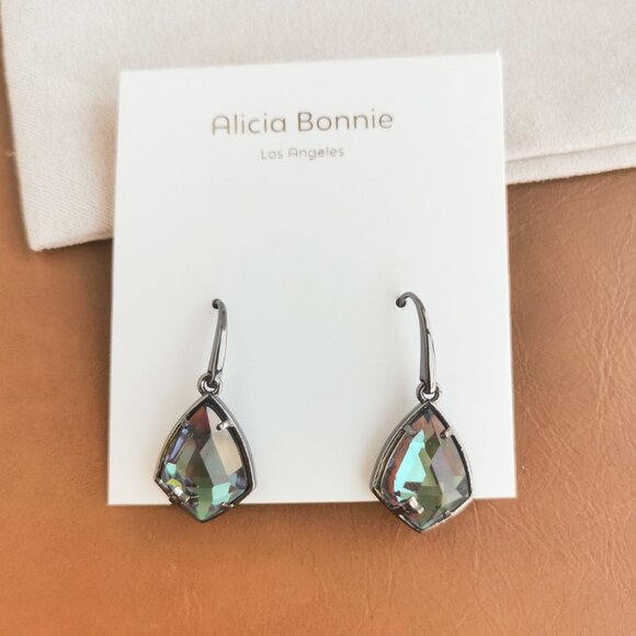 Alicia Bonnie Jewelry - Alicia Bonnie Miley Gunmetal Black Light Gray Dichroic Glass Drop Earrings Trend